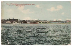 PHILADELPHIA PA Postkarte DELAWARE RIVER VIEW Dampfschiff, nach ATLANTIC CITY NJ 1914 - Bild 1 von 2
