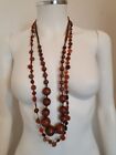 Chunky wood statement necklace coconuts beads long necklace X 2