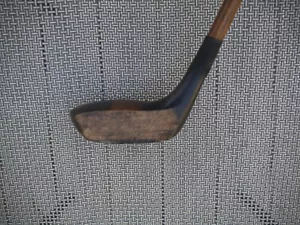 Antique Wood Shaft Stripe Top Wooden Mallet Putter - Picture 1 of 18