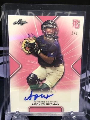2021 Leaf Perfect Game Adonys Guzman Pink 1/1  - Image 1 of 4
