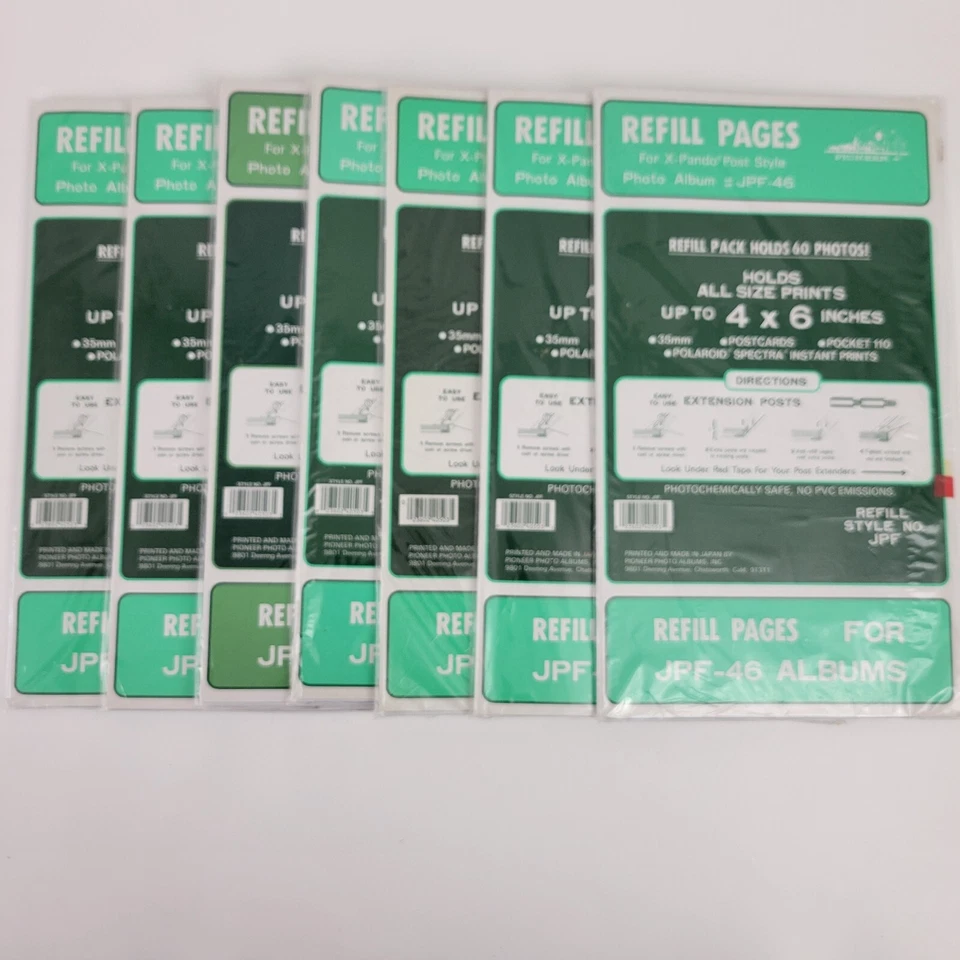 2 X Pioneer Photo Album Refill Pages 4 X 6 Jpf-46 60 Photos Vintage Unopened