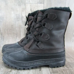 Sorel Boots Mens 10 Insulated Waterproof Snow Duck Boot Brown Fabric Lace Up USA - Picture 1 of 13