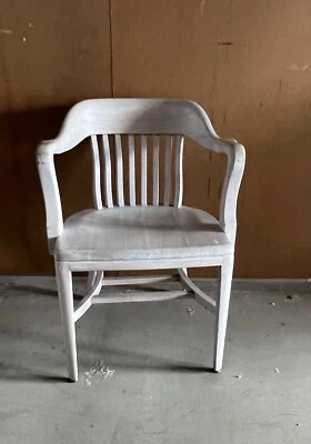 ANTIQUE Johnson Chair Co Chicago Desk Chair Painted White - Image 1 of 4