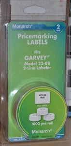Monarch 925127 White Price Marking Labels FOR Garvey Model 22-88 1000 2 line - Picture 1 of 2