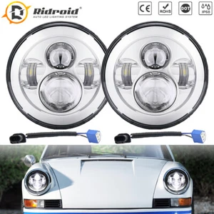 Faros LED cromados de 7 pulgadas haz sellado alto/lo para Porsche 911 912 914 924 928 - Imagen 1 de 17
