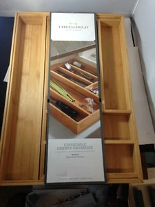 New Threshold Bamboo Expandable Flatware Drawer Organizer - Picture 1 of 3