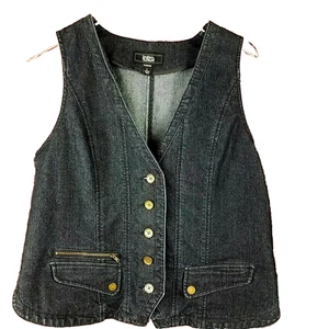 Denim Vest Womens Size L Dark Wash Stretch Jonathan Ross intro. Casual Elegance - Picture 1 of 10