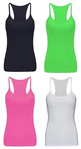 Girls Plain Sleeveless T-Shirt Vest Summer Razor Back Top Ages 5-12 - Picture 1 of 5