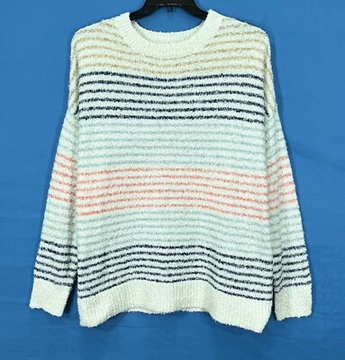 Nwt STACCATO Colorful STRIPED Mid-Weight Soft BOUCLE KNIT Casual Cozy SWEATER L - Image 1 of 4
