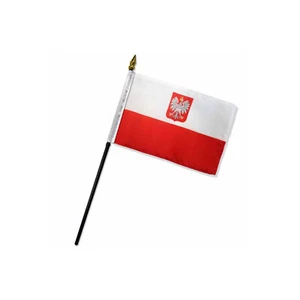 1 Dozen Poland Eagle Flags 4x6in Stick Flag of Poland Polish Flag - Picture 1 of 1