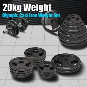 Total 20kg Olympic Cast Iron Hammertone Weight Plate Set - Energetics Home Gym - Picture 1 of 9