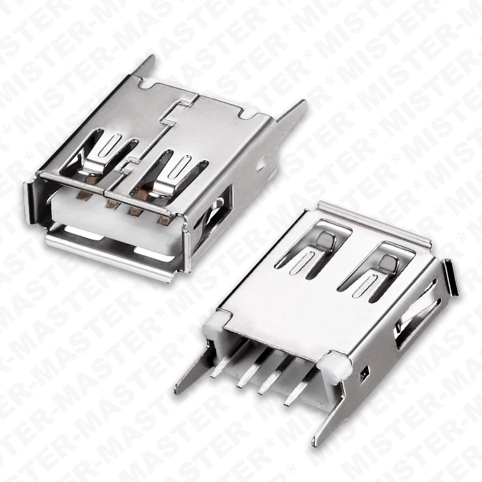 CONNETTORE USB 2.0 A SALDARE TIPO A FEMMINA  4 PIN 180° PCB - 2 PEZZI - Immagine 1 di 2