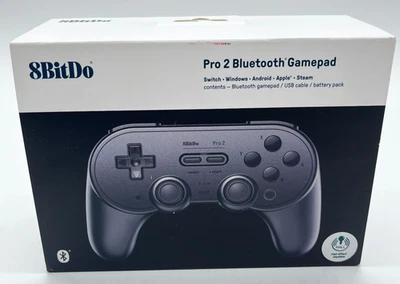 8BitDo Pro 2 Bluetooth Wireless Gamepad USB-C Rechargeable Black Edition - New - Image 1 of 4