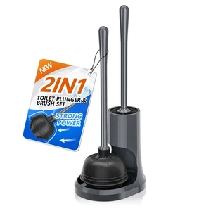 uptronic Toilet Plunger and Brush, Unique Toilet Plunger and Bowl Brush with - Picture 1 of 8