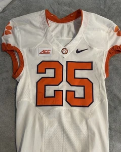 Camiseta deportiva blanca usada de Clemson Tigers #25 2018-22 placa de identificación eliminada talla 38 grande - Imagen 1 de 6