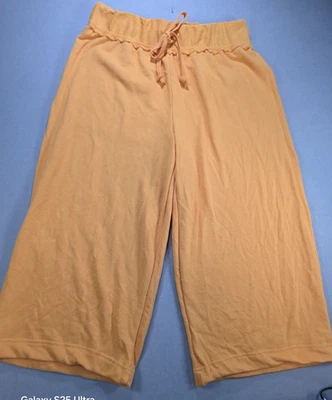 Nuevo sin etiquetas Pantalón Free People Beach XL Recortado Pierna Ancha Naranja Terry Resort Comodidad Foto 1 de 4