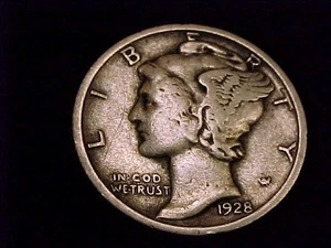 1928-D Mercury Dime, Very Good Grade. - Picture 1 of 2