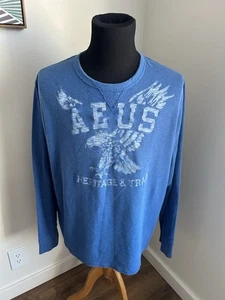 American Eagle Thermal Long Sleeve Men’s 2XL Blue Vintage Y2K Casual Shirt - Picture 1 of 8