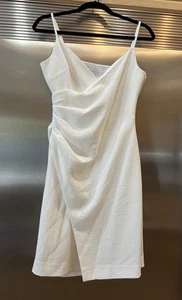 SCHWARZES HALO KLEID DRAPIERTER AUSSCHNITT WEISS GRÖSSE 6 Hochzeit Club Party Event Spaghettiträger - Bild 1 von 5