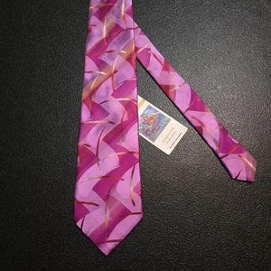 J. Garcia Krawatte Herren Größe 57,5 L 3,75 W Rot Fuchsia Rosa Seide Junglescape - Bild 1 von 9