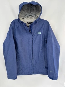 The North Face Women Large Zip DryVent Stowaway Hooded Rain Jacket Blue Heather - Picture 1 of 14