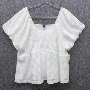 NEW Old Navy Shirred Peasant Top Womens Plus 3X White Puff Sleeves Off Shoulder - Picture 1 of 12