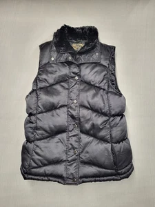 Chaleco acolchado Chill Couture para mujer talla mediana negro a presión cremallera cuello de piel sintética - Imagen 1 de 16