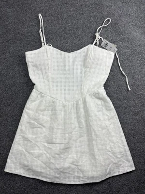 Vestido Hollister Para Mujer Mediano Blanco Mini Solero Correas de Espagueti Forrado en Algodón Foto 1 de 4