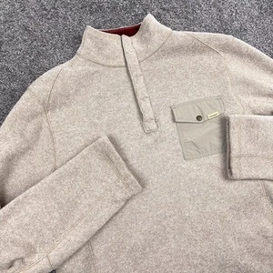 Woolrich 1/4 Snap Fleece Pullover Men's Medium Beige Preppy School Gorpcore - Picture 1 of 10