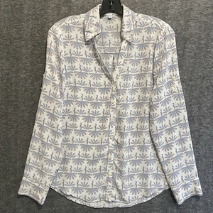 Camisa Express The Portofino para mujer S azul estampado de pájaros delgada pestaña enrollable oficina carrera - Imagen 1 de 9