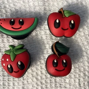 Lot Of 4 Apple Strawberry Watermelon Cherry - Crocs Shoe Charm Jibbitz 06-08 - Picture 1 of 6