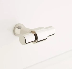 Signature Hardware 1-3/4" Straßburg Messing T-Knopf - poliertes Nickel - Bild 1 von 1