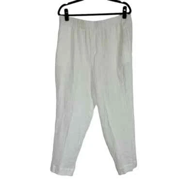 Pantalones C&C California Talla XL Tiro Alto Algodón Arrugado Pull On Blanco NUEVO Foto 1 de 4