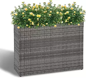 Large Rectangular Block Planter Box Handmade Wicker Tall Planters for Outdoor Pl - Picture 1 of 12