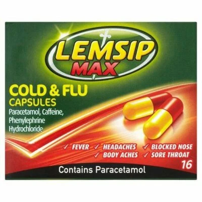 Lemsip Max Cold & Flu Capsules (5 Packs of 16 Capsules)