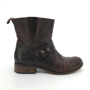Spirit By Lucchese Womens Olivia Ankle Boots Booties Brown Leather Strap Zip 7 M - Picture 1 of 12