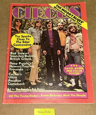 1972 DECEMBER CIRCUS MAGAZINE THE MOODY BLUES MUSIC FRONT COVER - MISSING POSTER - Image 1 of 3