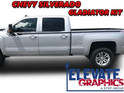 Calcomanías de vinilo para Chevy Silverado Graphics Side Gladiator Stripes 3M 2014-2018 Foto 1 de 4