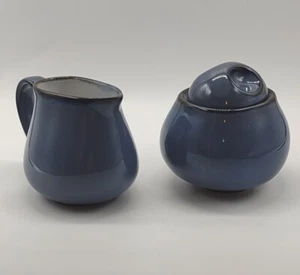 Sango NOVA BLUE Creamer and Sugar Bowl with Lid EUC - Picture 1 of 9