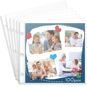 Heavyweight 12x12 Page Protectors 100 Pack Scrapbook Refill Pages Protective ... - Picture 1 of 7