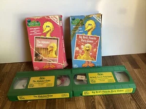 Lot Of 2 Sesame Street VHS Alphabet Game, Party Games, Sing Along VTG Green Tape - Picture 1 of 6