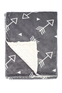 Baby Blanket for Boys Soft Minky with Double Layer Dotted Backing, Gray Arrow - Picture 1 of 5