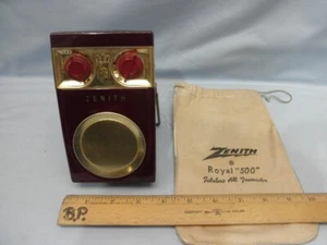 Borgoña 1955 Zenith Cableado a Mano Royal 500 Zenith’s 1er Transistor Radio-Reparado - Imagen 1 de 16