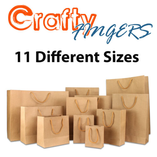 Kraft Paper Bags 50 x Bulk, Gift Shopping Carry Craft Brown Bag with Handles