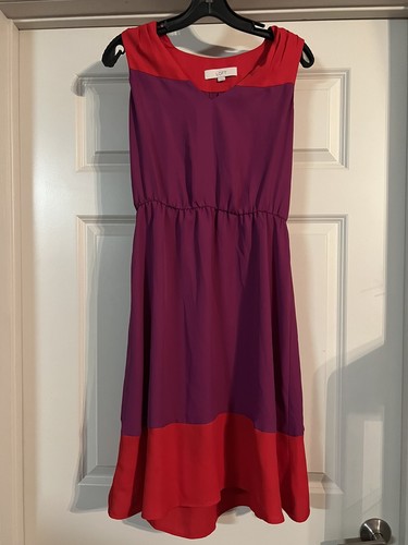 VETEMENTS Abito LOFT classico color block senza maniche pieghe spalle rosso viola taglia 4