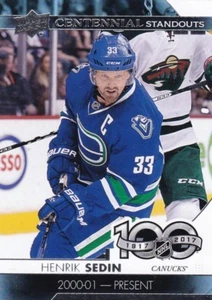HENRIK SEDIN 2017-18 17-18 UPPER DECK 1 CENTENNIAL STANDOUTS #CS-33 CANUCKS - Picture 1 of 1