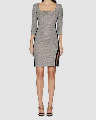Abito in guaina Moschino da donna bianco a quadretti a maniche lunghe $898 taglia 10