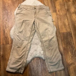 Carhartt Pants Women's 16 Destroyed Tan Carpenter Work Pants Distressed Original - Picture 1 of 12