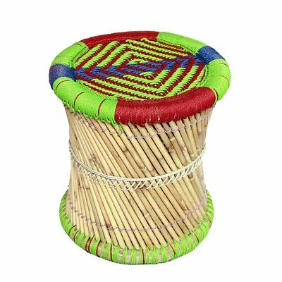 Pushkari Handmade 14" Inches Manjola/Muddha Footstool/Pouf Multicolored 1 Piece - Image 1 of 2