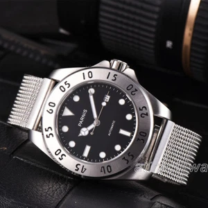 Reloj automático para hombre Parnis Miyota pulsera de acero inoxidable cristal zafiro 10 cajeros automáticos - Imagen 1 de 10